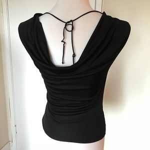 Black Jersey Stretch Fitted Top With Low Back